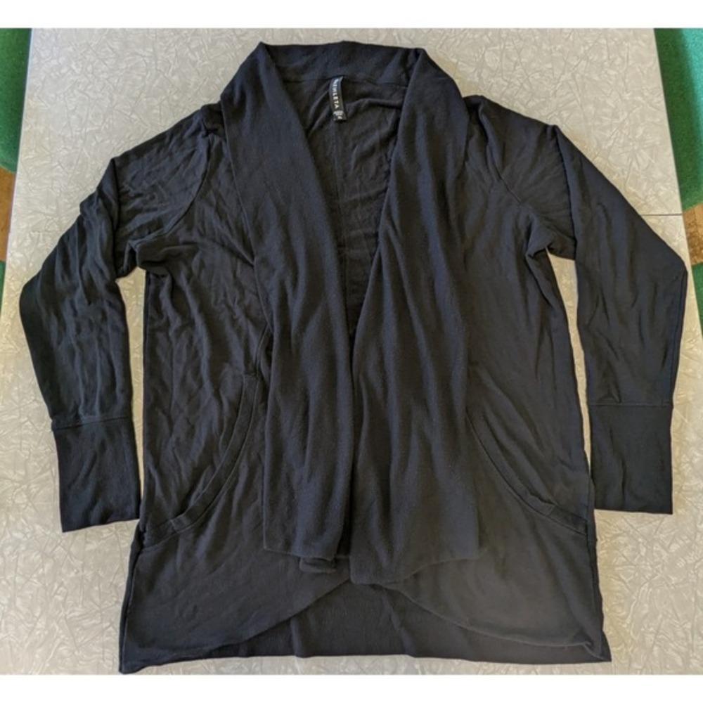 Athleta XL Pranayama Soft Stretch Knit Open Front Cardigan Sweater Black XL